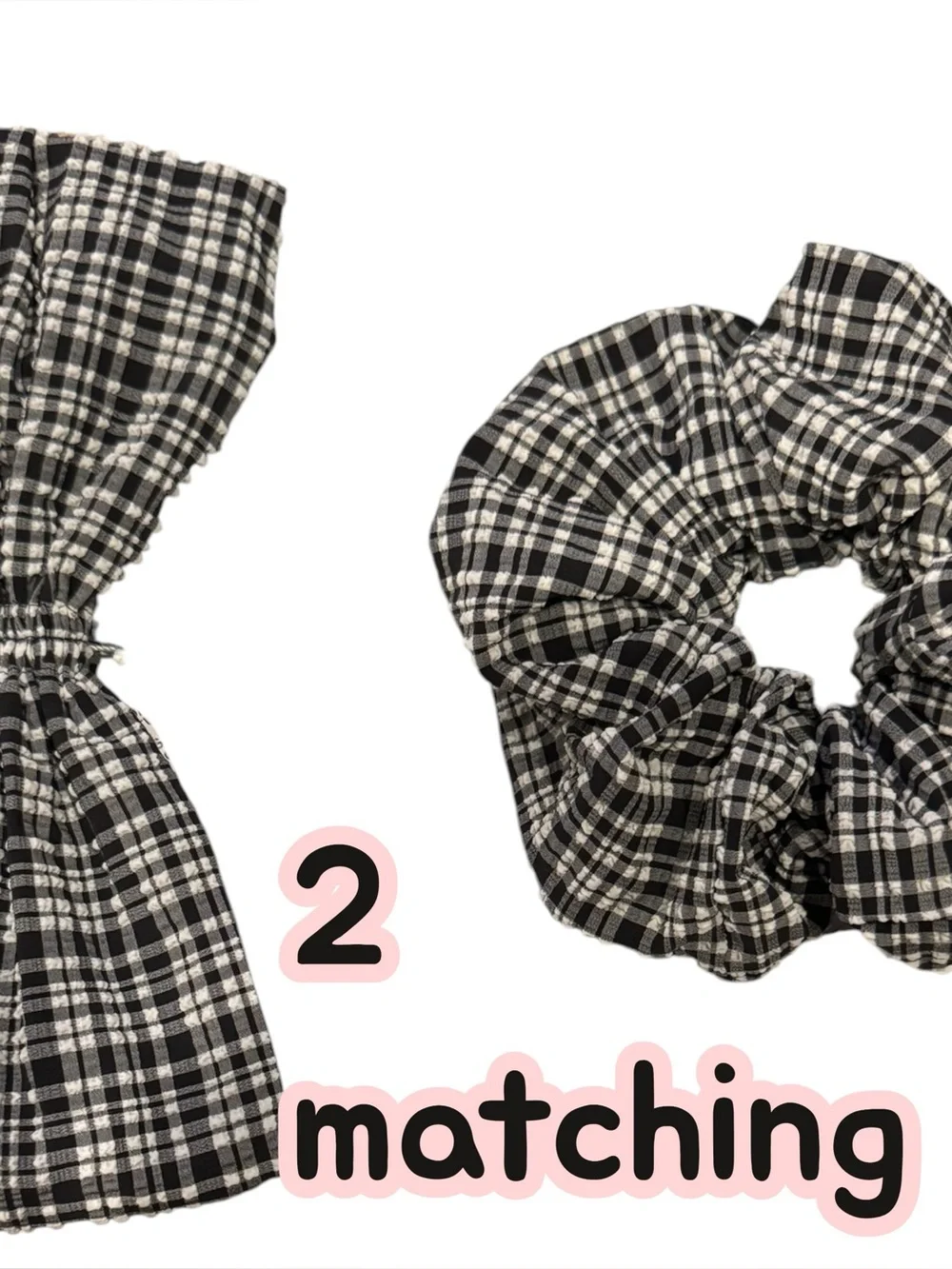 Lululemon gingham Seersucker Check Gathered Headband scrunchie White Black NWT